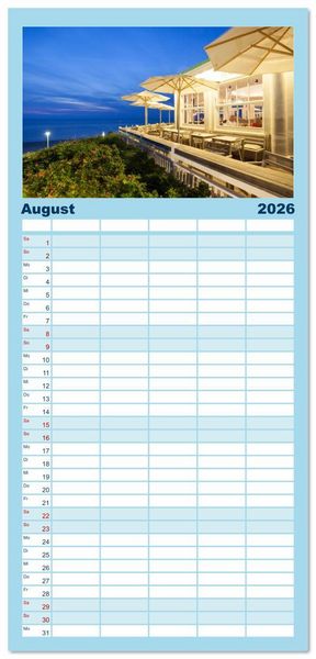Produktbild: Familienplaner 2026 - Ostfriesische Inseln - Borkum, Norderney, Juist, Baltrum, Langeoog, Spiekeroog, Wangerooge mit 5 Spalten (Wandkalender, 21 x 45 cm) CALVENDO