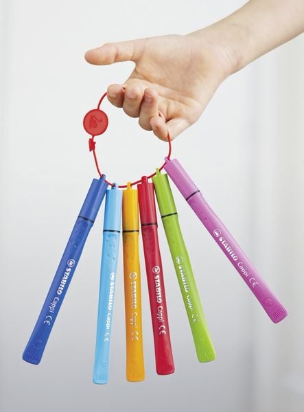 Produktbild: STABILO Filzstift mit Kappenring -   Cappi - 12er Pack - mit 12 verschiedenen Farben