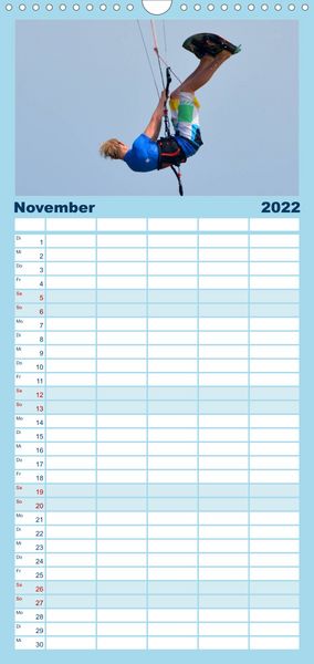 Produktbild: Familienplaner Kitesurfen - Wind und Wellen (Wandkalender 2022 , 21 cm x 45 cm, hoch)