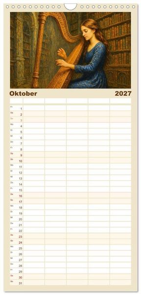 Produktbild: Familienplaner 2027 - Im Zauber der Musik - Romantische Kunstwerke zwischen Klang und Farbe mit 5 Spalten (Wandkalender, 21 x 45 cm) CALVENDO