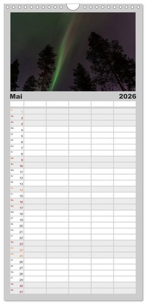 Produktbild: Familienplaner 2026 - Licht des Nordens mit 5 Spalten (Wandkalender, 21 x 45 cm) CALVENDO