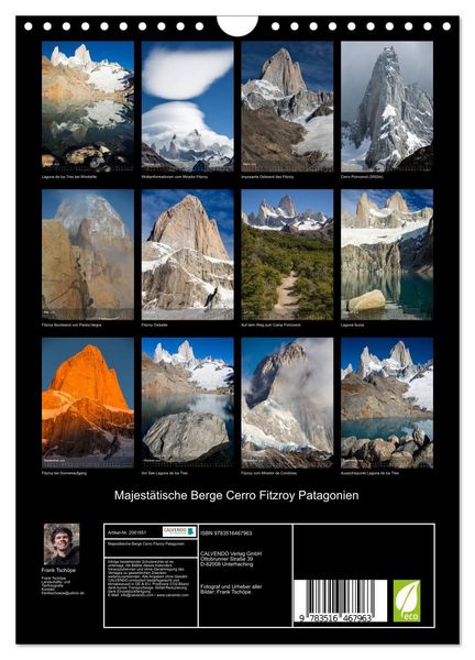 Produktbild: Majest&auml;tische Berge Cerro Fitzroy Patagonien (Wandkalender 2026 DIN A4 hoch), CALVENDO Monatskalender