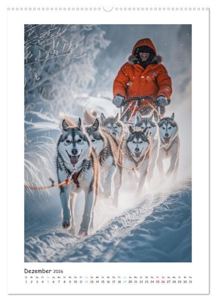 Produktbild: Schlittenhunderennen (Wandkalender 2026 DIN A2 hoch), CALVENDO Monatskalender