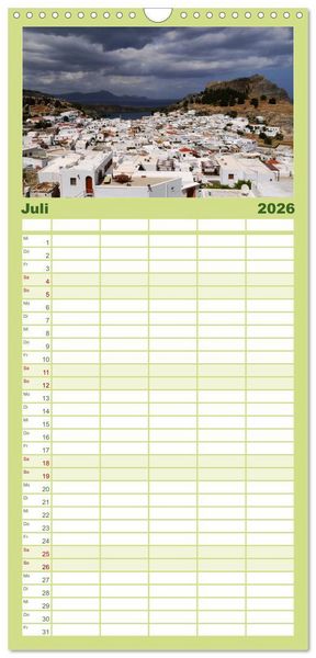 Produktbild: Familienplaner 2026 - Trauminsel Rhodos mit 5 Spalten (Wandkalender, 21 x 45 cm) CALVENDO
