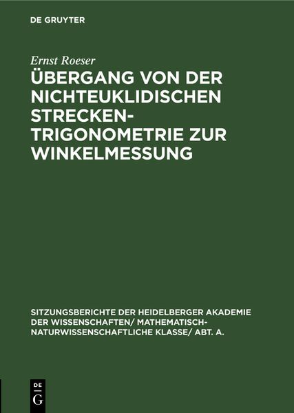 Produktbild: &Uuml;bergang von der nichteuklidischen Streckentrigonometrie zur Winkelmessung