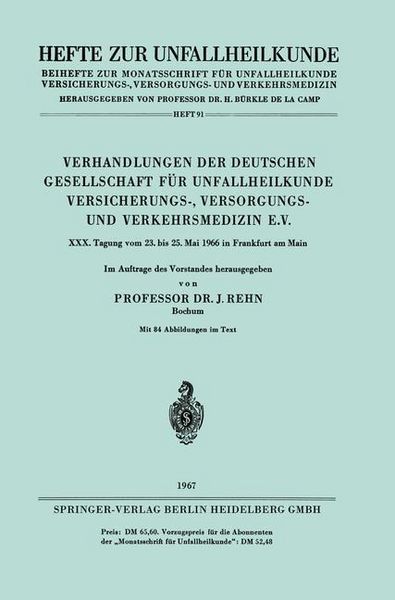 Produktbild: Verhandlungen der Deutschen Gesellschaft f&uuml;r Unfallheilkunde Versicherungs-, Versorgungs- und Verkehrsmedizin e.V.