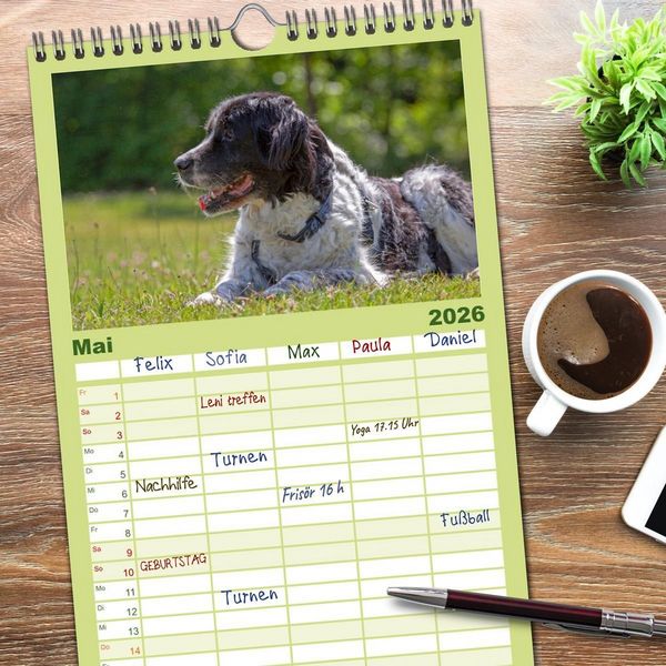 Produktbild: Familienplaner 2026 - Hunde - Beste Freunde der Menschen mit 5 Spalten (Wandkalender, 21 x 45 cm) CALVENDO