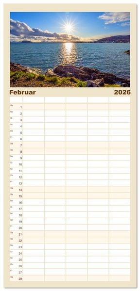 Produktbild: Familienplaner 2026 - Vom Nordkap zum S&uuml;dkap mit 5 Spalten (Wandkalender, 21 x 45 cm) CALVENDO