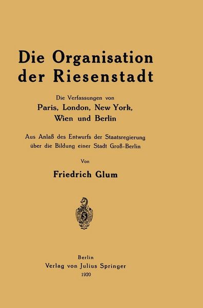 Produktbild: Die Organisation der Riesenstadt
