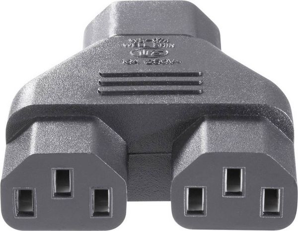 Produktbild: BKL Electronic 073331 Kaltger&auml;te-Adapter Kaltger&auml;te-Stecker C14 - Kaltger&auml;te-Buchse C13, Kaltger&auml;te-Buchse C13 Schwarz 1 St.