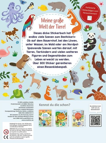 Produktbild: Das superdicke Stickerheft &ndash; Tiere