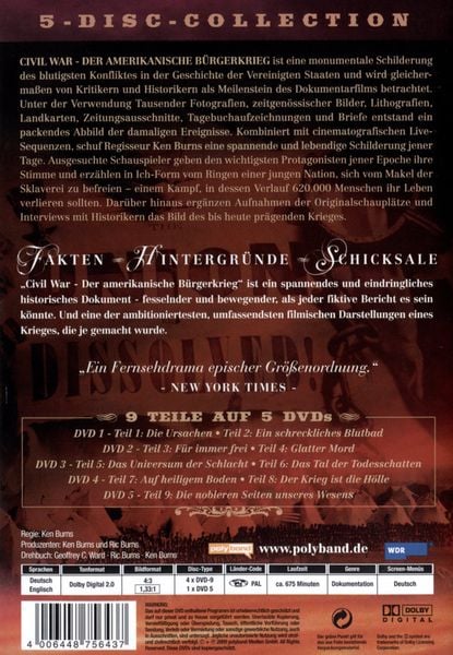 Produktbild: Civil War - Der amerikanische B&uuml;rgerkrieg - Box [5 DVDs]