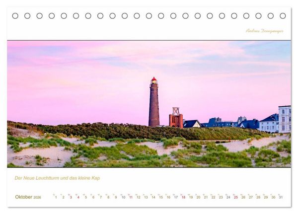 Produktbild: Borkum Inselpanorama (Tischkalender 2026 DIN A5 quer), CALVENDO Monatskalender