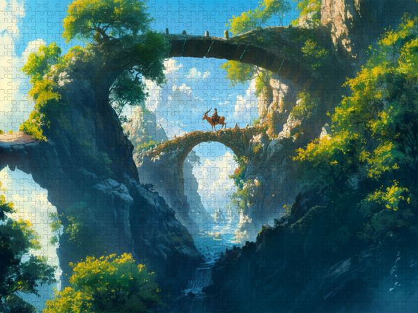 Produktbild: CALVENDO Puzzle Br&uuml;cken in allen Ebenen - Anime Landschaft | 1000 Teile Lege-Gr&ouml;&szlig;e 64x48cm Foto-Puzzle f&uuml;r gl&uuml;ckliche Stunden
