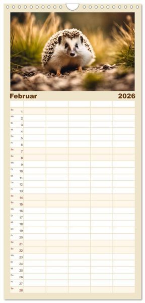 Produktbild: Familienplaner 2026 - Igel - Wildtier des Jahres 2024 mit 5 Spalten (Wandkalender, 21 x 45 cm) CALVENDO