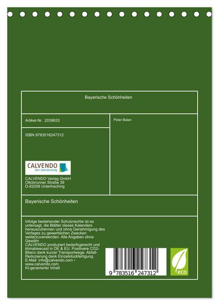 Produktbild: Bayerische Sch&ouml;nheiten (Tischkalender 2026 DIN A5 hoch), CALVENDO Monatskalender
