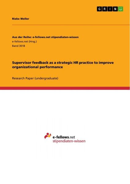 Produktbild: Supervisor feedback as a strategic HR practice to improve organizational performance