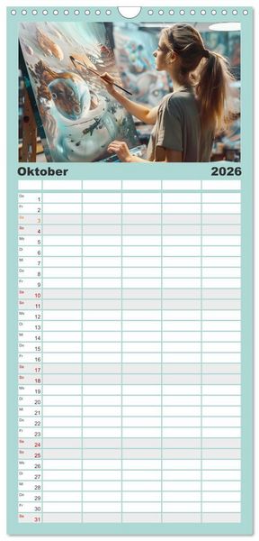 Produktbild: Familienplaner 2026 - Erlebe mit mir die bunte Welt der Kreativit&auml;t mit 5 Spalten (Wandkalender, 21 x 45 cm) CALVENDO
