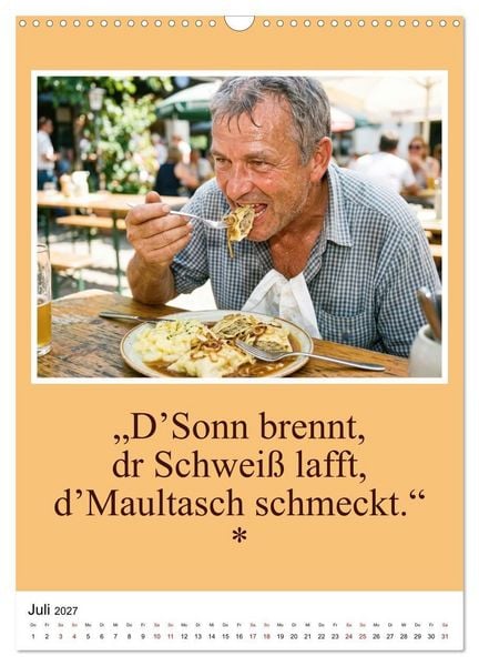 Produktbild: Schw&auml;bische Mundart - A Brezl ohne Salz isch wie a Dag ohne Bruddla (Wandkalender 2027 DIN A3 hoch), CALVENDO Monatskalender