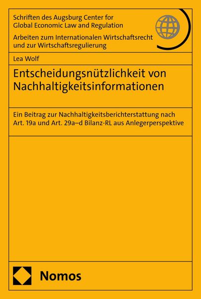 Produktbild: Entscheidungsn&uuml;tzlichkeit von Nachhaltigkeitsinformationen