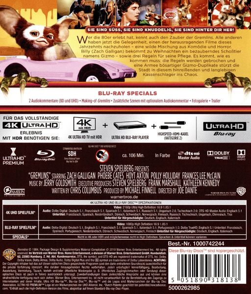 Produktbild: Gremlins 1 - Kleine Monster (4K Ultra HD) (+ Blu-ray 2D)