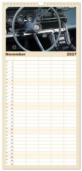 Produktbild: Familienplaner 2027 - Ikonische US-Car Armaturenbretter mit 5 Spalten (Wandkalender, 21 x 45 cm) CALVENDO