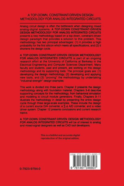 Produktbild: A Top-Down, Constraint-Driven Design Methodology for Analog Integrated Circuits