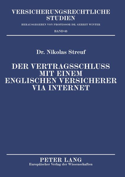 Produktbild: Der Vertragsschluss mit einem englischen Versicherer via Internet