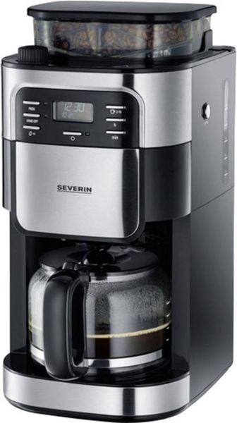 Severin KA 4810 Kaffeemaschine Edelstahl (gebürstet), Schwarz Fassungsvermögen Tassen=10 mit Mahlwerk, Timerfunktion