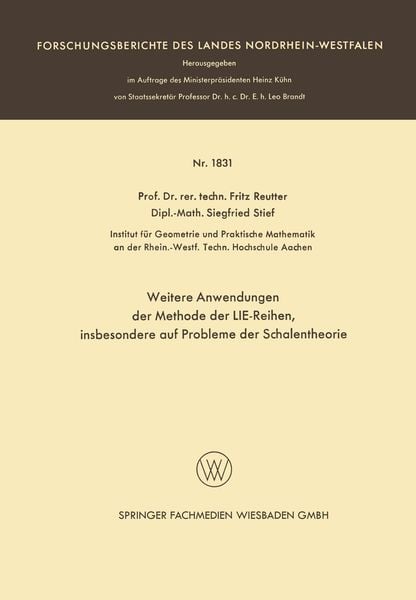 Produktbild: Weitere Anwendungen der Methode der LIE-Reihen