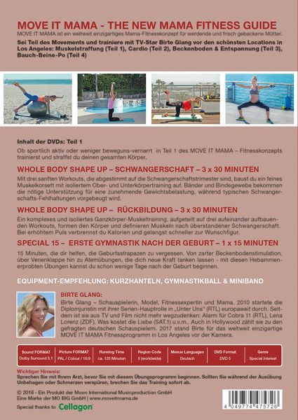 Produktbild: Move it Mama - Schwangerschafts- & R&uuml;ckbildungstraining Folge 1: K&ouml;rperstraffung und Muskeldefinition [2 DVDs]