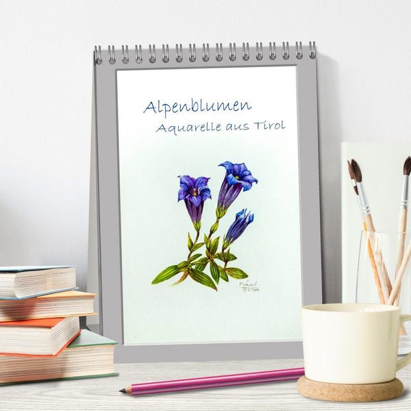 Produktbild: Alpenblumen Aquarelle aus Tirol (Tischkalender 2026 DIN A5 hoch), CALVENDO Monatskalender