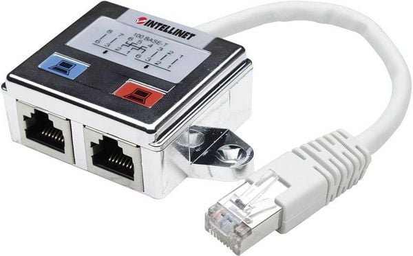 Produktbild: Intellinet RJ45 Netzwerk Adapter CAT 5 [1x RJ45-Stecker - 2x RJ45-Buchse] Silber, Wei&szlig;