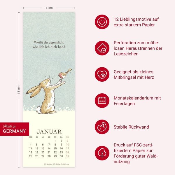 Produktbild: Wei&szlig;t du eigentlich, wie lieb ich dich hab? Lesezeichen & Kalender 2027