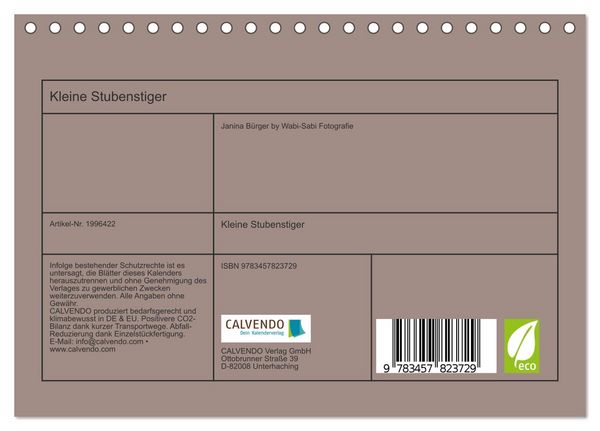Produktbild: Kleine Stubenstiger (Tischkalender 2026 DIN A5 quer), CALVENDO Monatskalender