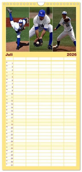 Produktbild: Familienplaner 2026 - Kultsport Baseball mit 5 Spalten (Wandkalender, 21 x 45 cm) CALVENDO