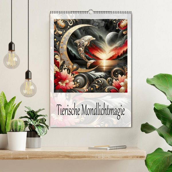 Produktbild: Tierische Mondlichtmagie (Wandkalender 2026 DIN A2 hoch), CALVENDO Monatskalender