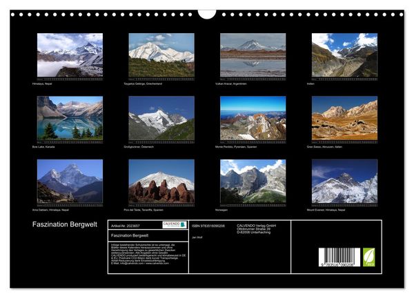 Produktbild: Faszination Bergwelt (Wandkalender 2026 DIN A3 quer), CALVENDO Monatskalender