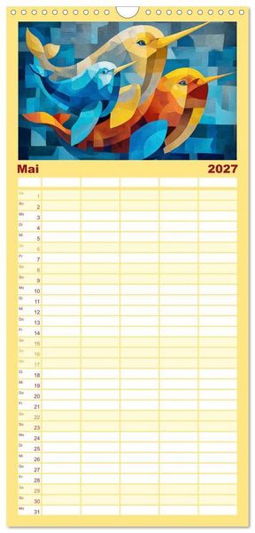 Produktbild: Familienplaner 2027 - Nordlicht in Facetten. Die Arktis in geometrischer Bildsprache mit 5 Spalten (Wandkalender, 21 x 45 cm) CALVENDO