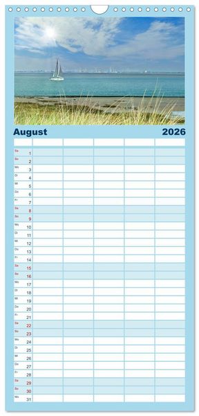 Produktbild: Familienplaner 2026 - Zeeland - Wasser, Sand und Meer mit 5 Spalten (Wandkalender, 21 x 45 cm) CALVENDO