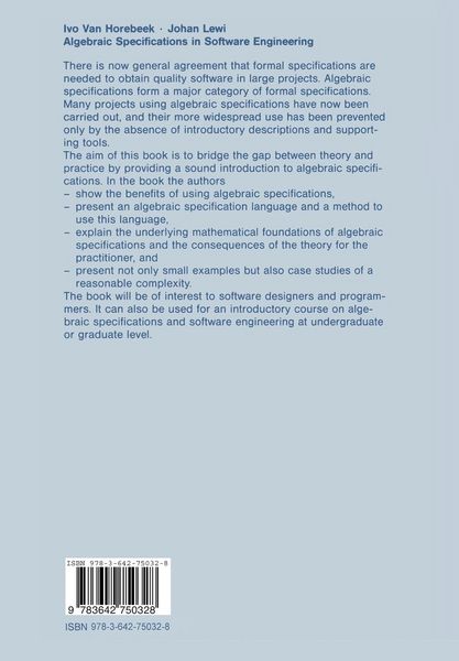 Produktbild: Algebraic Specifications in Software Engineering