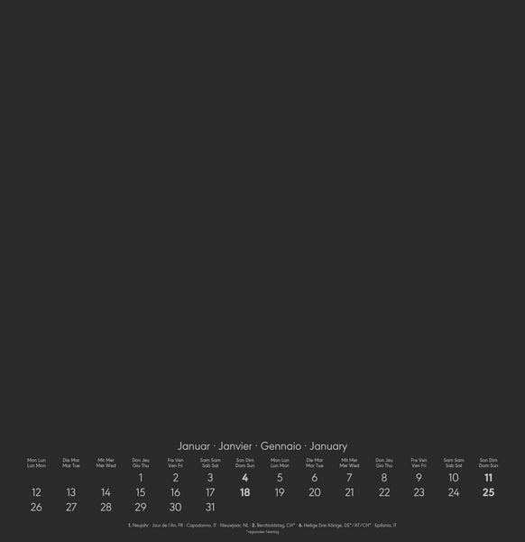 Produktbild: Kreativ-Kalender schwarz 2026 - 32 x 33 - Foto, Malen, Basteln - datiert - Kreativkalender - Foto-Kalender - Alpha Edition