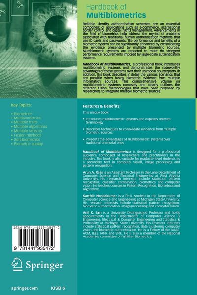 Produktbild: Handbook of Multibiometrics