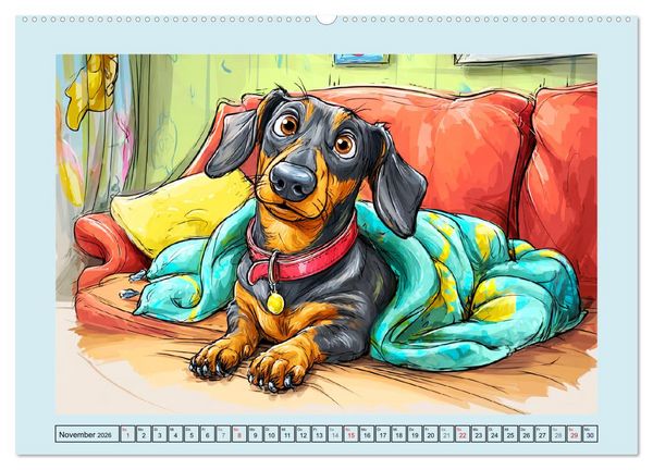 Produktbild: Dackel Fun. Zauberhafte Hunde Cartoons f&uuml;rs Herz (hochwertiger Premium Wandkalender 2026 DIN A2 quer), Kunstdruck in Hochglanz