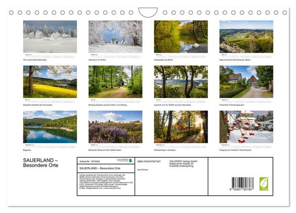 Produktbild: SAUERLAND &ndash; Besondere Orte (Wandkalender 2026 DIN A4 quer), CALVENDO Monatskalender