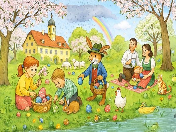 Produktbild: CALVENDO Puzzle Bayerisches Osterwunder im Wimmelbild | 1000 Teile Lege-Gr&ouml;&szlig;e 64x48cm Foto-Puzzle f&uuml;r gl&uuml;ckliche Stunden