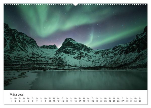 Produktbild: Nordlichter - Farbenspiel am arktischen Nachthimmel (hochwertiger Premium Wandkalender 2026 DIN A2 quer), Kunstdruck in Hochglanz