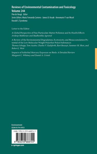 Produktbild: Reviews of Environmental Contamination and Toxicology Volume 244