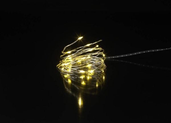 Produktbild: Sygonix SY-4722046 Mini-Lichterkette Innen batteriebetrieben Anzahl Leuchtmittel 20 LED Warmwei&szlig; Beleuchtete L&auml;nge: 2.2 m Timer