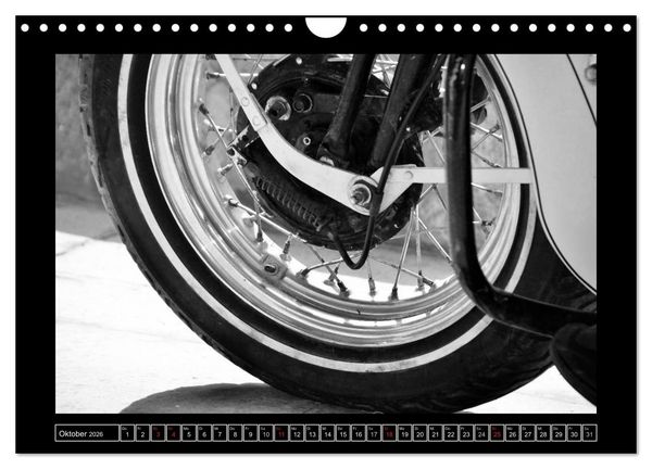 Produktbild: Harley Davidson WLA 750 in Schwarzweiss (Wandkalender 2026 DIN A4 quer), CALVENDO Monatskalender